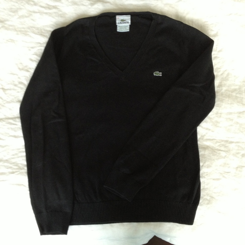 Lacoste Black V-Neck Sweater